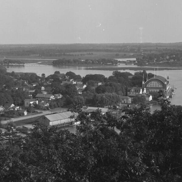 View of Saugatuck from top of Mt Baldhead, circa 1900.