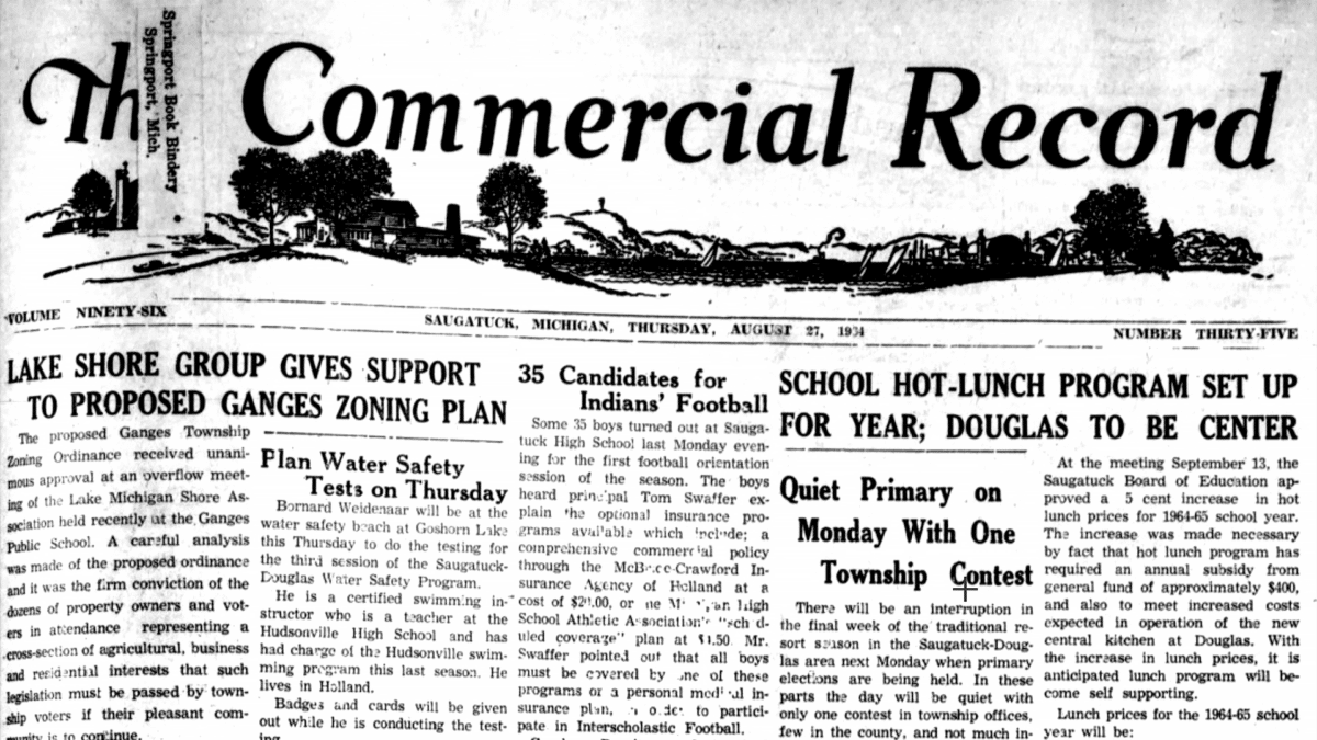 The front page of the Commercial Record