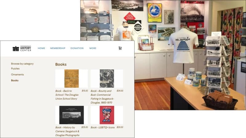 Images of the Online Storefront and the Shop at the Museum