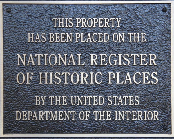 Plaque for the National Register of Historic Places