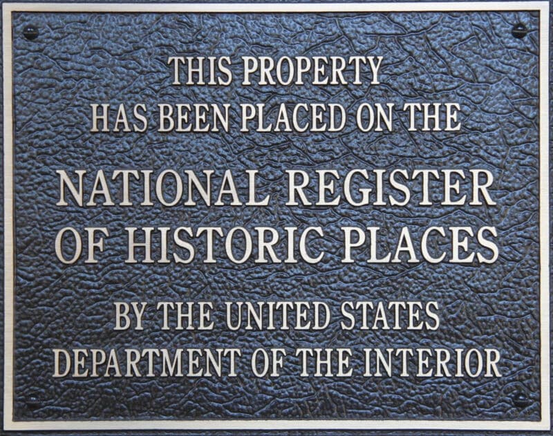 Plaque for the National Register of Historic Places