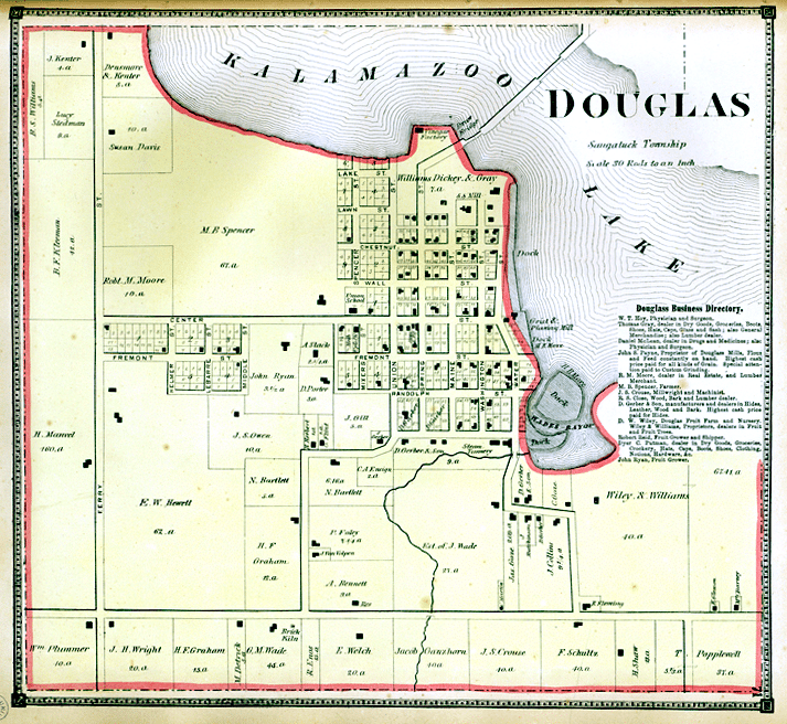 Map of douglas from the 1973 Atlas of Allegan County