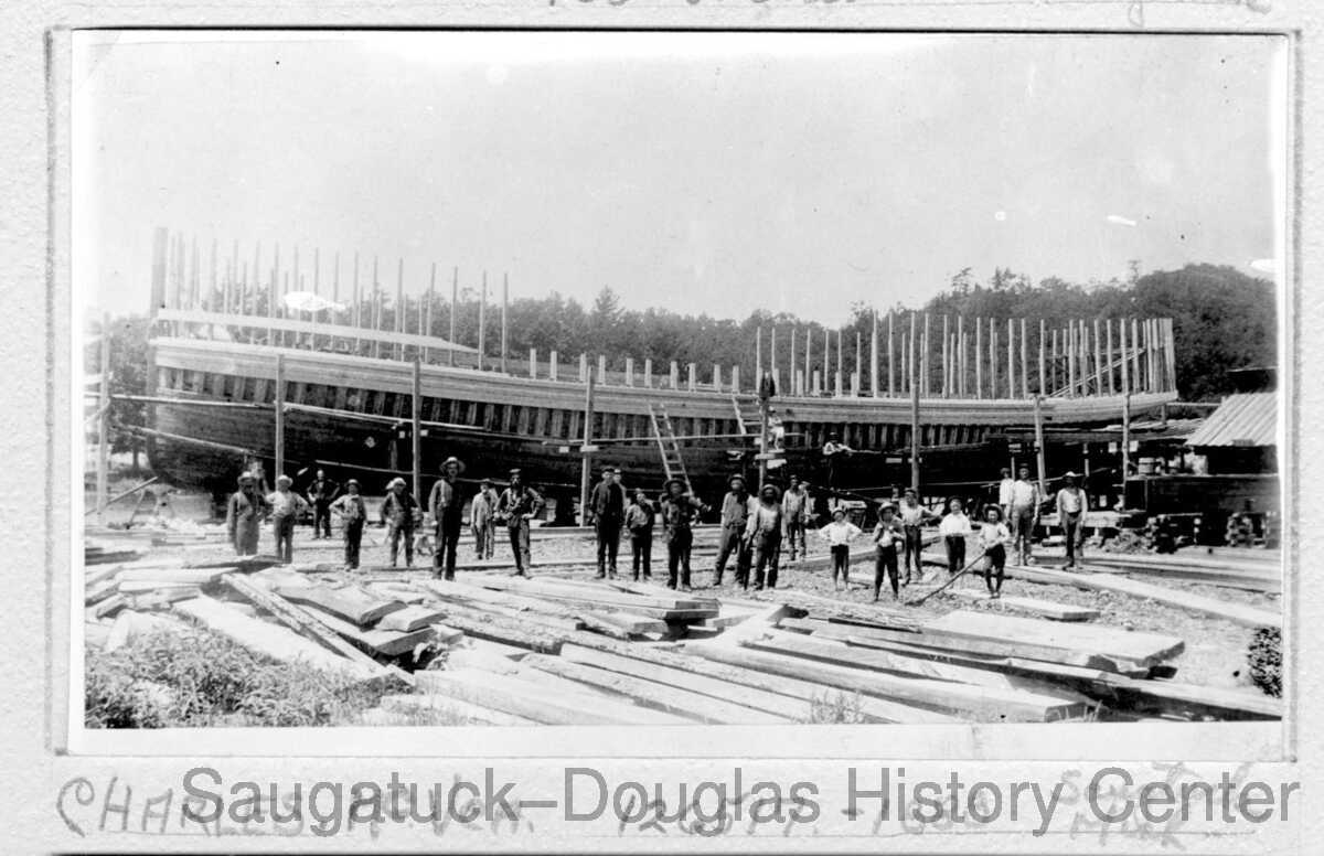 Building a ship in Saugatuck, 1888