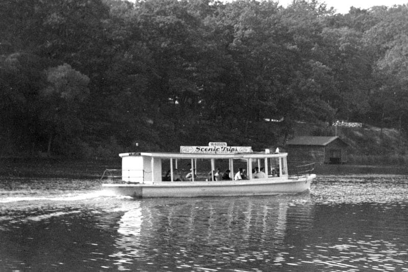 Waugun scenic tour boat on the river, ca. 1952
